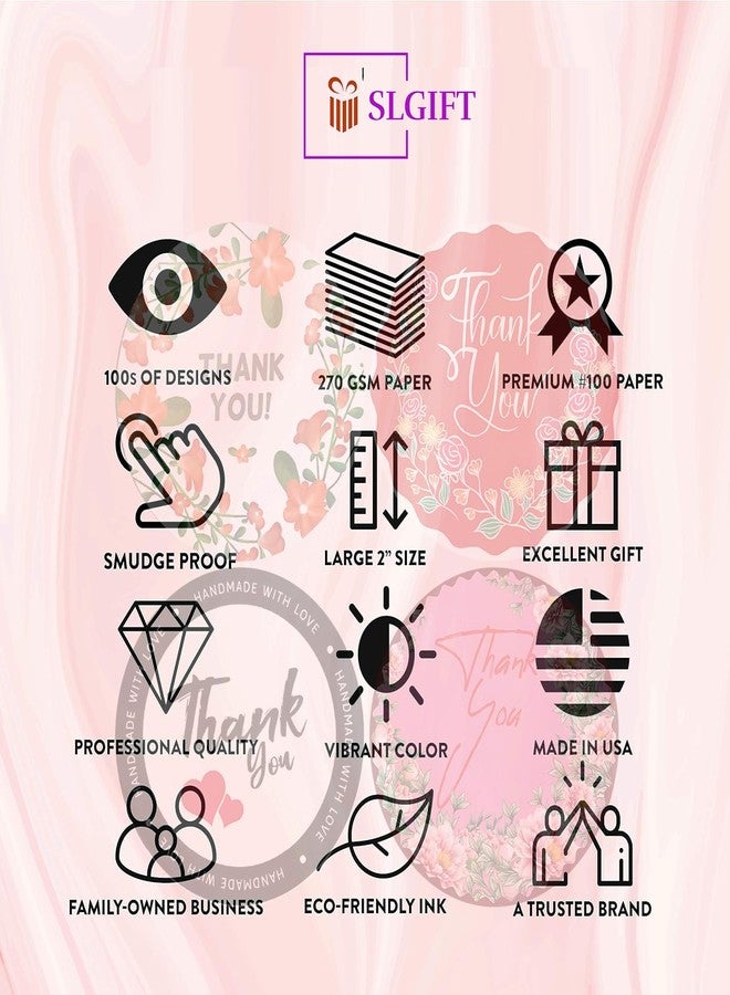 SLGIFT Vinyl Thank You Theme Sticker, Self-Adhesive Vinyl Stickers, 40 Pieces, 2 x 2 Inches Round Sticker, 4 Unique Designs, R116 - Image 5